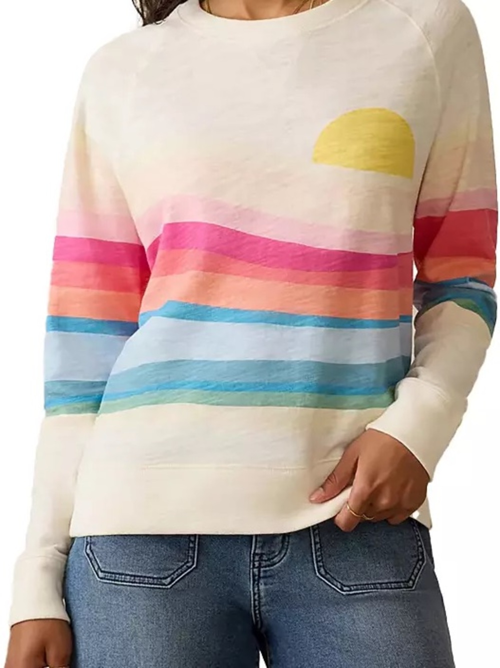 Faherty Sunwashed Slub Crew Sunset Stripe Pullover Size Small